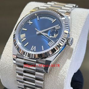 고급 패션 남성 시계 40mm 228236 최고급 백금 스테인리스 스틸 밴드 자동 기계식 손목 시계 선물