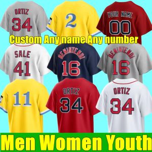 2023 S-4XL David Ortiz Baseball Jersey Alex Verdugo Reese McGuire Trevor Story Boston Rafael Devers Justin Turner Masataka Red Yoshida Custom Men Youth