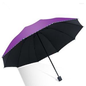 Paraplyer manuell paraply kvinnors vikning för kvinnor manlig man parasol regn och sol vindtät uv verksamheten