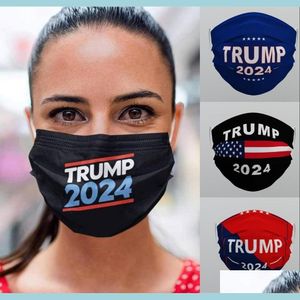 Parti Maskeleri Trump 2024 Yeniden Kullanılabilir Yıkanabilir Yüz Maskesi Dokuma Non Dokunmasız Kumaş Toz Geçirmez Hazeproof Nefes Alabilir Toptan 496 Damla Teslimat Ev G DHYJD