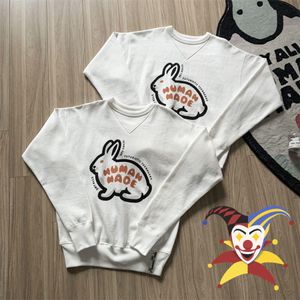 Mens Hoodies Sweatshirts Oversized Human Made Men Women White Rabbit Print Crewneck Hoodie 230329