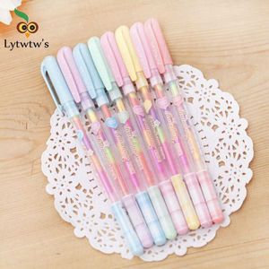 Gift Ballpoint Pens 10 Pcs Lytwtw's Stationery Kawaii Cute Lovely Candy text marker Gel Pen Student School Office Supply Change 7 Colors Draw Glitter