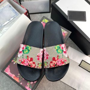 Designer Slippers Women Men Blooms Canvas Slide Luxury Brand G Floral Flip Flops Summer Beach Shower Embroidery Loafers Black White Luxury Brand Shoe
