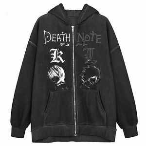 Kvinnor Hoodies Sweatshirts Zipper Hoodie Death Note Kawaii Direct Sale Harajuku Y2K Jacket Odefinied Kpop Long Sleeve Clothes Womens Jack 230329