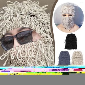 Bollmössor Balaclava Ejressad Stickad Full Face Ski Mask Windproof Neck Warmer för män Kvinnor Roliga utomhushuvudskydd L9O8