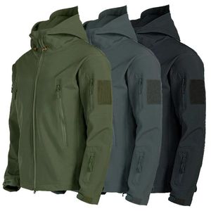 Herrenjacken Haifischhaut Softshelljacken Herren Taktische Winddichte Wasserdichte Militärjacke Herren Outdoor Army Combat Fleece Kapuzenmäntel 4XL 230329