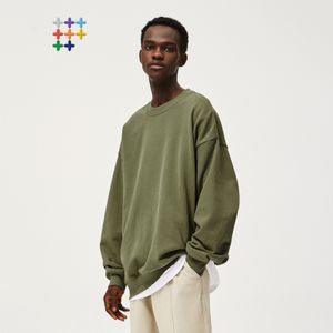 Men's Hoodies Sweatshirts INFLATION Heavyweight Crewneck Sweatshirts Unisex Cotton Plain Thick Oversized Pullovers 230329