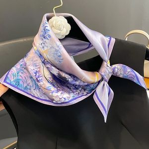 Design 100% Real Silk Scarf Women Square Wrap Small Luxury Brand Handkerchiefs Hair Ribbon Headband Neckerchief Female Bandana
