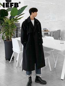Men's Trench Coats IEFB men's clothing Korean trend windbreaker mid long loose clothes handsome male's Autumn casual trench coat with belt 4312 230329