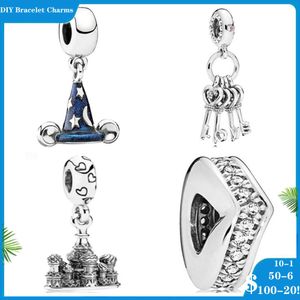 925 Siver Boncuklar Pandora Charm Bilezikler İçin Takılar Kadınlar İçin Tasarımcı Silver Hat Key Ev Kolye Cazibesi