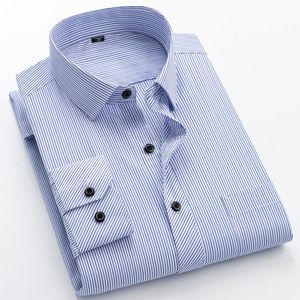 メンズカジュアルシャツメンズストライプドレスシャツと大規模な長袖ワーク服レギュラーフィットソーシャルワークビジネスオフィススマートカジュアルシャツ230329
