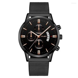 Wristwatches Men Calendar Watches Luxury Mens Military Sport Stainless Steel Mesh Quartz Watch Casual Wristwatch Relogio Masculino