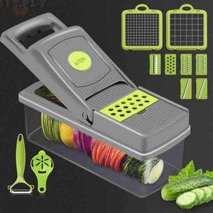 14Pcs Vegetable Cutter Tools Multifunctional Slicer Fruit Potato Peeler Carrot Grater Kitchen Accessories Basket Slicer Tool