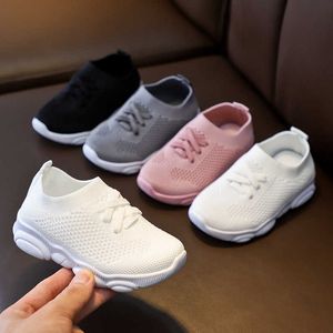 Athletic Outdoor Baby Sneakers Infant Shoes 2022 Fashion Children's Flat Shoes Baby Kids Girls Shoes Stretch Breathable Mesh Sports Running Shoes W0329