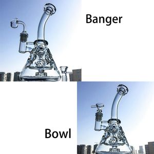 Clear 9 Inch Hookahs Beaker Dab Rig Glass Bongs Swiss Percolator Recycler Water Pipes Small Pipe Showerhead Beaker Fab Egg Oil Dab Rigs With 14mm Female Joint