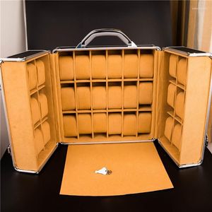 Obserwuj pudełka Wysokiej jakości mechaniczne przechowywanie pudełka prosta, blokna podwójnie otwarta biżuteria czarna 36 pozycja wyświetlacza Watchbox
