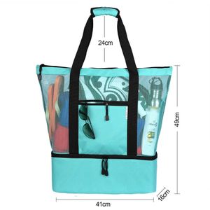 Strandtaschen Sommer -Picknick -Isolierung Mesh tragbarer Eiskreuzkörper Frauen 230327