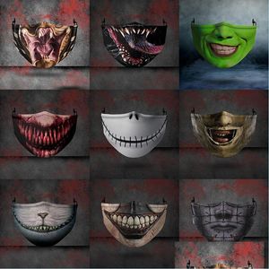 Designer Masks 9 Styles Halloween Scary Face Mask Dustproof Antifog Pm2.5 Breathable Washable Adjustable Adt Protective Drop Deliver Dhfjk