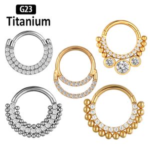 Burun Halkaları Saplamalar 1pc G23 Sarmallı Piercing Zirkon Top Küpeler Burun Septum Septum Septum Kabuklu Kıkırdak Tragus Delme Burun Halkaları 16G 230328