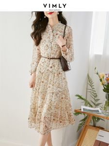 Freizeitkleider Vimly Beach Floral Abendkleid Vintage Hohe Taille Plissee Frühling Koreanischer Stil Geburtstag Lange Kleider für Frauen V1823 230329