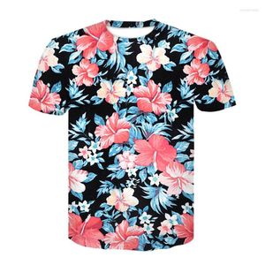 T-shirt da uomo 2023 Summer Pink Flower Camicia stampata 3D Casual Uomo / donna Manica corta Rose Harajuku Tshirt Alta qualità