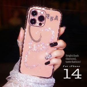 Luxury Bling Glitter Diamond Camera Protector Falls för iPhone 14 Pro Max 11 12 13 Aluminium Metal Snake Bumper Frame Cover