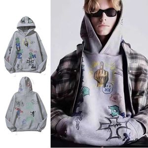 Rhude Doodleパーカーマネージャーハンドペイントグラフィティカバーハイストリートメンズアンドウィメンズセーターパーカーファッション