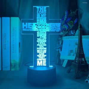 Nattljus Jesus Cross 3D Light Led 7 färger Byt fjärrkontroll för kyrkans sovrum Dekroration Gift Kristen religiös vän