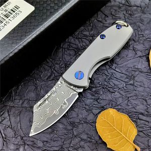 Newest Titanium handle small Folding Pocket Knife VG10 Damascus Steel Blade camping outdoor EDC Knives