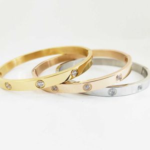 braccialetto di design love bangle gioielli Nuova tendenza della moda diamante intarsiato in acciaio inossidabile titanio uomo e donna testa di rosa in oro argento