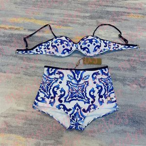 Set bikini reggiseno sexy con stampa di moda costume da bagno da donna a vita alta costume da bagno a due pezzi