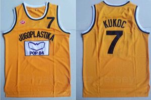 Man Moive Basketball 7 Toni Kukoc Jersey Jugoplastika Split Pop Team Color Yellow Stitched and Embroidery Sport