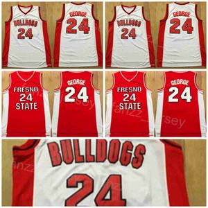 Fresno State Basketball College 24 Paul George Jerseys University Shirt All Stitched Team Color Red White For Sport Fans Breattable Pure Cotton Men Sale NCAA