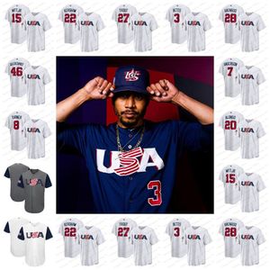 USA 2023 World Baseball Classic Baseball Jersey WBC Mookie Betts Mike Trout Clayton Kershaw Pete Alonso Paul Goldschmidt Nolan Arenado J. T.