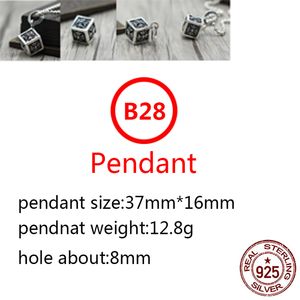 B28 S925 Sterling Silver Pendant Personligt mode Simple Par Creative Vintage Cube Cross Flower Letter Net Red Punk Hip Hop Dance Style Jewelry Lover Gift