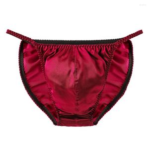 Underpants Men's Pure Silk Briefs Low-Rise Undies Bikinis U Convex Pouch Underwear Sissy Panties Solid Lingerie Gay