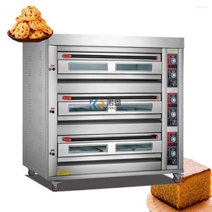 Fornos elétricos forno a gás forno comercial de grande capacidade de aço inoxidável pão assado 3 decks 9 bandejas equipamentos de padaria para