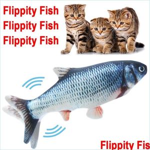 Katzenspielzeug Flipping Fish Toy Realistischer Plüsch Elektrische Puppe Lustige Interaktive Haustiere Chew Bite Floppy Perfekt für Kitty Exercise Drop Del Dharc