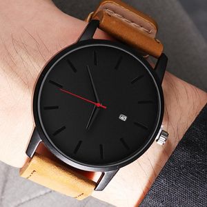 Relógios de pulso relógio masculino esportes masculinos de relógio de pulso relógio de couro de couro minimalista para homens designer simples reloj hombre