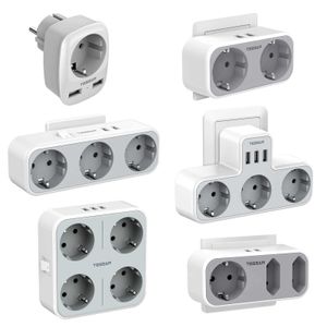 Sockets TESSANregleta de enchufe europeo con tomas de corriente alterna y puertos de carga USB adaptador de enchufe de pared mltiple para casa y oficina Z0327