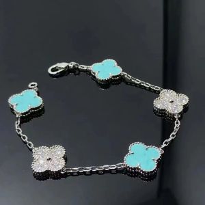 2023 Catena di trifoglio di lusso Bracciale di design Madreperla Oro 18 carati Braccialetti con ciondoli a forma di amore di marca Brillanti gioielli con diamanti in cristallo per le donne