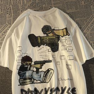 Kadın Tshirt Avrupa ve Amerikan Moda Markası Hip Hop Niş Karikatür Baskılı Kısa Kollu Tshirt Erkek ve Kadın Yaz Aşıkları Tshirt 230329