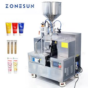 ZONESUN Semi-Automatic Baby Cream Toothpaste Body Lotion Plastic Soft Tube Filling And Ultrasonic Sealing Trimming Machine