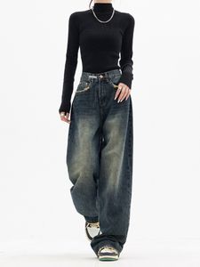 Women's Jeans High Waist Women's Jeans Harajuku Retro BF Streetwear All-match Loose Fashion Women's Wide Leg Denim Trousers 230329