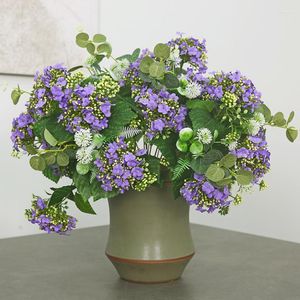 Dekorative Blumensimulation Siebenköpfige Schneeballblume Hortensie Zuhause Wohnzimmer Esstisch Dekoration Gefälschte Hochzeit Künstliche