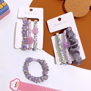 3 Pcs New Sweet Girl Dreamy Purple Gauze Fabric Large Intestine Hair Circle Fashion Korean Children's Ponytail Hair Accessories