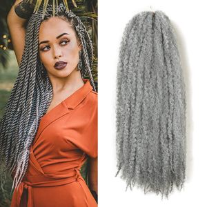 Syntetiskt mjukt afro kinky bulk marley flätor hår 2 ton färg grå grossist kuban marley Braid twist virkning hår