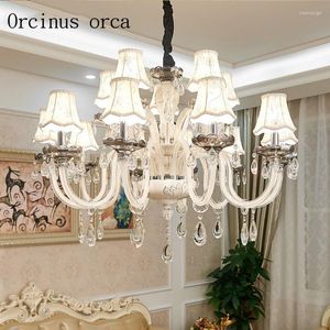 Chandeliers European Style Luxury White Crystal Chandelier Living Room Dining French Ceramic Glass