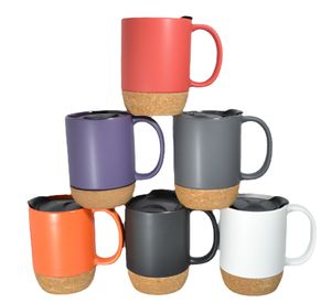 15oz matt keramisk kaffemugg med korkbotten Anpassa logotyp keramisk mjölk kopp te cup dricka tumlare