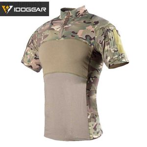 Erkek Trailsits Idocear Taktik Gömlek Kısa Kollu Top Camo Airsoft Açık Siyah Multicam Askeri Savaş T-Shirt Yaz 3104 W0329